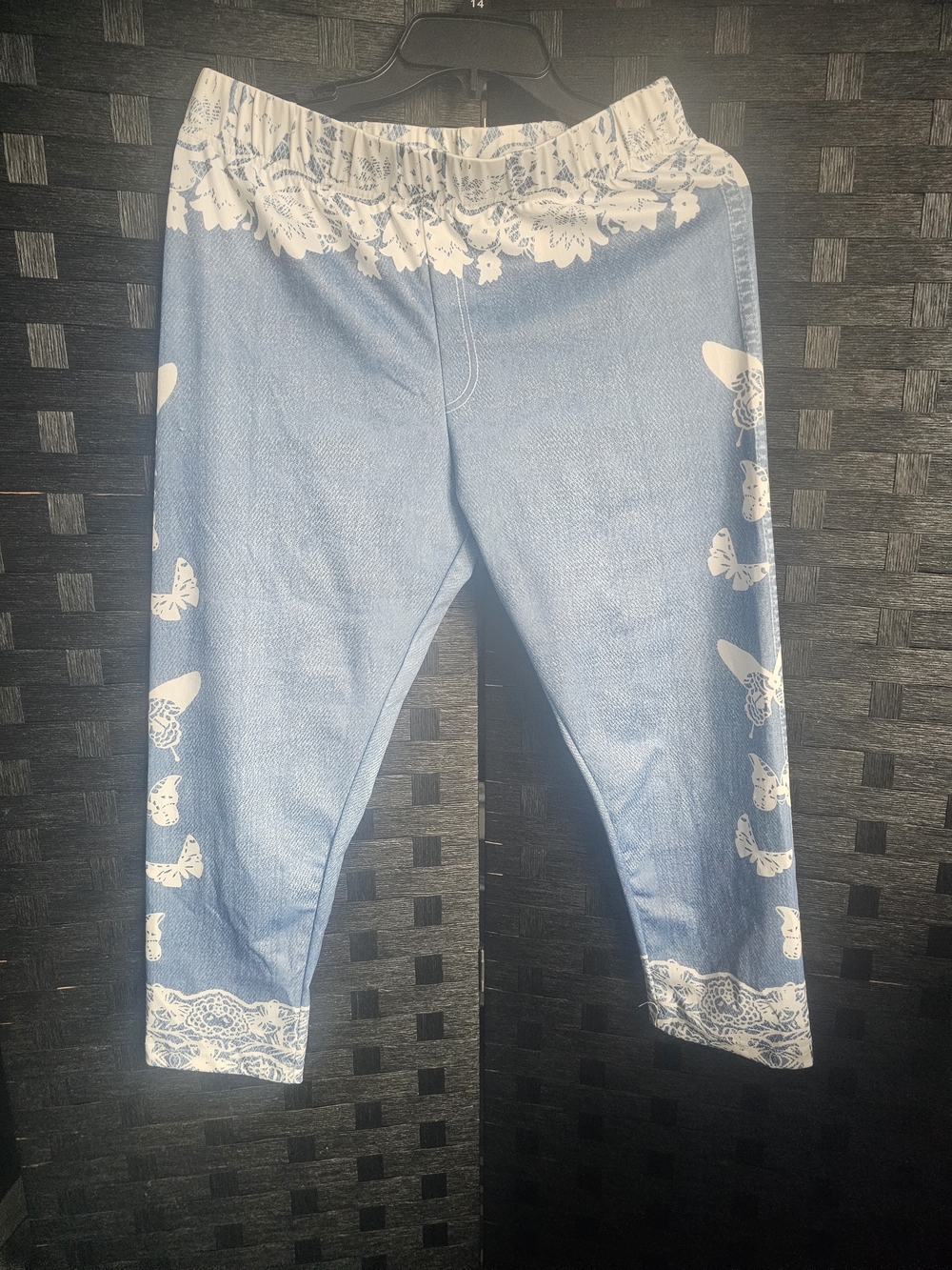 Blue Butterfly Print Leggings